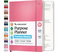 Roterunner Purpose Planner Notebook B5 7.5”x9.8” Undated Planner 2025 Daily Weekly and Monthly Productivity Goal Setting Tool for Work Home ADHD Planner for Adults Self Care Journal (Pink Softcover)