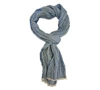 Rotfuchs Lightweight Cotton Scarf Women's Scarf Men's Scarf Crinkle Look Herringbone Pattern in Blue White Made in Germany, blue white, 175 x 15 cm (L x B)