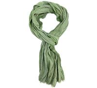 Rotfuchs Lightweight Cotton Scarf Women's Scarf Men's Scarf Crinkle Look Herringbone Pattern in Green White Made in Germany, Green/White, 175 x 15 cm (L x B)