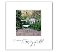 RotfuchsDesign - Atmospheric Sympathy Card with Envelope Condolence Card Folding Card Memorial Card Farewell Funeral Condolence Card (14.8 x 14.8 cm) Motif: Chair by the Lake