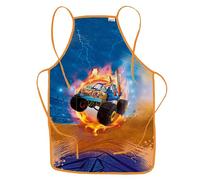 ROTH Apron Monster Truck Fire for Children from 4-10 Years with Pocket - Mud Coat, Craft Apron, Painting Apron, Monster Truck Fire, 40x60 cm