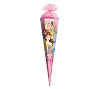 ROTH Disney Princess Large School Cone, 85 cm, Glitter, Hexagonal, Tulle Closure, Red (H) Tip, Disney Princess First Day of School Sweets Cone