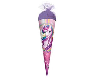 ROTH Gift School Cone, Unicorn Portrait, 35 cm, Small, Round, Tulle Closure, Unicorn Sweets Cone
