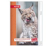 ROTH Homework Book for Clever Lazy Kids & Animals 2026/2027 - A5 School Calendar with Presented Timetable & Sticker Sheets - 1 Week on 2 Pages - Homework Planner for Students (Lynx)
