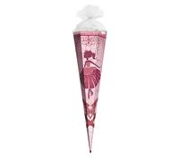ROTH Large School Cone Ballerina 85 cm - Glitter and Glitter Border - Hexagonal Red Lace Tulle Closure - Sweets Bag, Ballerina, Dancer, First Day of School