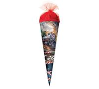 ROTH Small School Cone 35 cm Steam Train - Round Sugar Bag for School for Boys Small First Day of School Gift