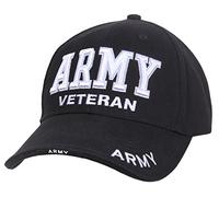 Rothco Deluxe Low Profile Military Branch Veteran Cap, Army Black/White