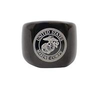 Rothco Stainless Steel USMC Eagle, Globe and Anchor Ring - Black, Stainless Steel, No Gemstone