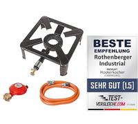 ROTHENBERGER Industrial Stool Cooker incl. 1.5 m Propane Gas Hose & Propane Constant Regulator for Camping, Outdoor Use Only, 500001392