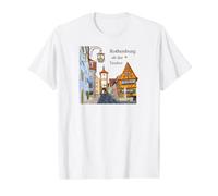 Rothenburg ob der Tauber, Bavaria, Germany, Hand Drawing Value Graphic T-Shirt, Men, White, S