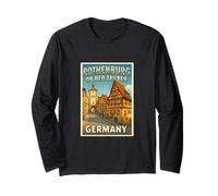 Rothenburg ob der Tauber Germany Vintage Travel Art Graphic Long Sleeve T-Shirt