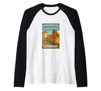 Rothenburg ob der Tauber Germany Vintage Travel Art Graphic Raglan Baseball Tee