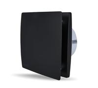 ROTHER Black Bathroom Extractor Fan - 4 Inch Flat Panel, Silent Ventilation Fan with Timer, Wall or Ceiling Mount, IP44 Modern Black Design