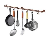 Rothley 39.4 Inch Stainless Steel Wall Mounted Hanging Pot and Pan Rack with Adjustable S Hooks, Antique Copper