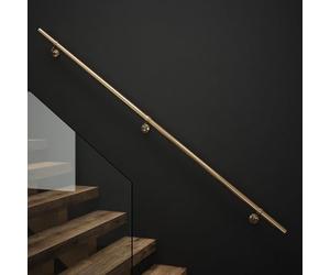 Rothley Antique Brass Stair Hand Rail Kit 2.4M - Internal Staircase Steel Banniser