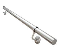 Rothley Brushed Silver Steel Brushed Nickel Effect Rounded Handrail Kit, (L)1.2M