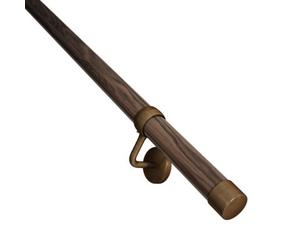 Rothley Ebony Metal & Wood Antique Brass Effect Rounded Handrail Kit, (L)3.6M (D)40mm