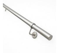 Rothley External Brushed Silver Stainless Steel Rounded Handrail Kit, (L)3.6M (D)40mm
