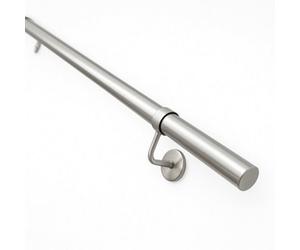 Rothley External Brushed Silver Stainless Steel Rounded Handrail Kit, (L)3.6M (D)40mm