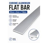 Rothley Flat Bar Aluminium Chrome Effect (L)1M (W)20mm (T)2mm - Metal Edging Strip & Edge Trim For Worktop, Cabinet & Door, Pack Of 3