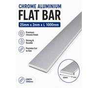 Rothley Flat Bar Aluminium Chrome (L)1M (W)25mm (T)2mm - Wide Metal Edging Strip & Edge Trim For Worktop, Cabinet & Door, Pack Of 3