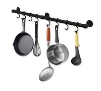 Rothley Hanging Pot Rack: 23.7 Inch Stainless Steel Wall Mounted Kitchen Rail With Hooks for Pots and Pans (Matt Black)