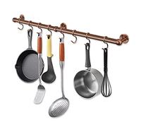ROTHLEY Hanging Pot Rack Hanger: 23.7 Inch Stainless Steel Pot and Pan Hanger Pot Rack Wall Mounted Hanging Pots and Pans Rack Pot Hangers for Kitchen Wall Kitchen Rail with Hooks (Antique Copper)