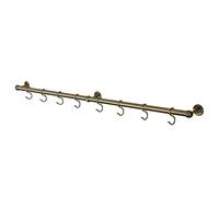 ROTHLEY Hanging Pot Rack Hanger: 39.4 Inch Stainless Steel Pot and Pan Hanger Pot Rack Wall Mounted Hanging Pots and Pans Rack Pot Hangers for Kitchen Wall Kitchen Rail with Hooks (Antique Brass)
