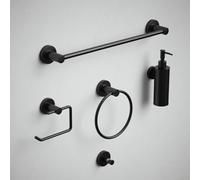 Rothley Matt Black Round 5Pc Bathroom Accessories Set