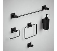 Rothley Matt Black Square 5Pc Bathroom Accessories Set