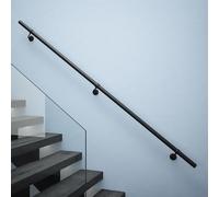 Rothley Matt Black Stair Hand Rail Kit 2.4M - Internal Staircase Steel Banniser, KMB2400