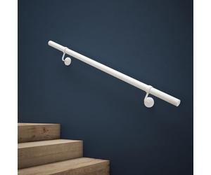 Rothley Matt White Stair Hand Rail Kit 1.2M - Internal Staircase Steel Banniser, KMW1200