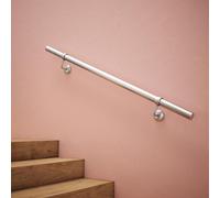 Rothley Metal Handrail Kit Brushed Steel Stairs Bannister 1.2m