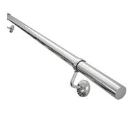 Rothley Polished Silver Steel Rounded Handrail Kit, (L)2.4M