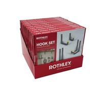 Rothley Storage Hook Set - Matt Grey Hooks With Yellow Rubber Ends & Black Screws & Washers