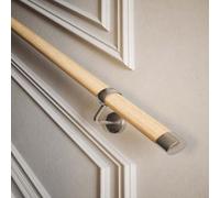 Rothley Wooden Stair Handrail Kit 3.6M, Pine With Polished Silver, Easy Install, Elegant Design, Includes Brackets & 2 X End Cap