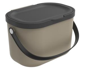 Rotho Albula 1054607422 Compost Bin 3.2 L with Lid and Plastic Handle, Brown