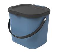 Rotho, Albula, Bio waste bin 6 l for the kitchen, Plastic (PP) BPA-free, blue/anthracite, 6l (23,5 x 20,0 x 20,8 cm)