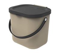 Rotho, Albula, Bio waste bin 6 l for the kitchen, Plastic (PP) BPA-free, cappuccino/anthracite, 6l (23,5 x 20,0 x 20,8 cm)