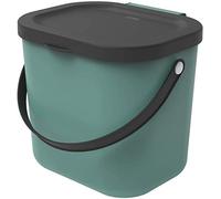 Rotho, Albula, Bio waste bin 6 l for the kitchen, Plastic (PP) BPA-free, dark green/anthracite, 6l (23,5 x 20,0 x 20,8 cm)