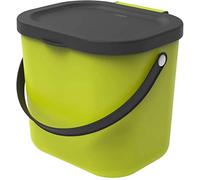 Rotho, Albula, Bio waste bin 6 l for the kitchen, Plastic (PP) BPA-free, light green/anthracite, 6l (23,5 x 20,0 x 20,8 cm)
