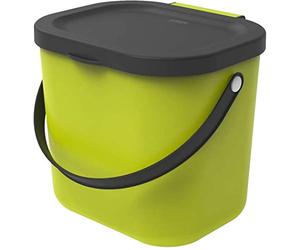 Rotho, Albula, Bio waste bin 6 l for the kitchen, Plastic (PP) BPA-free, light green/anthracite, 6l (23,5 x 20,0 x 20,8 cm)