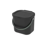 Rotho Albula Organic bin 6l with lid for the kitchen, Plastic (PP recycled), black, 6l