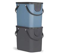 Rotho Albula Set of 2 Waste Separation System 25 L For the Kitchen, Plastic (PP) BPA-free, Anthracite/Blue, 2 x 25 L (40,0 x 23,5 x 34,0 cm)