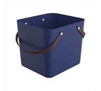 Rotho ALBULA Recycled Plastic Shopping Basket 40L - Durable Eco-Friendly Reusable Bag, Dark Blue, 39.8 x 35.5 x 34.0 cm