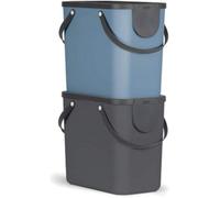 Rotho Albula Set Of 2 Waste Separation System 25 L For The Kitchen, Plastic (Pp) Bpa-Free, Anthracite/blue