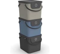 Rotho Albula Set Of 3, Waste Separation System, 40 L For The Kitchen, Plastic (Pp) Bpa-Free, Anthracite/blue/cappuccino
