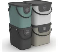 Rotho Albula Set of 4, Waste Separation System, 2 x 25 L + 2 x 40 L for the Kitchen, Plastic (PP) BPA-Free, Multicoloured, 2 x 25 L + 2 x 40 L (40.0 x 35.8 x 34.0 cm)