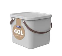 Rotho ALBULA Storage Boxes with Lids 40 L Stackable Storage Box in White | Storage baskets for toy storage, with lid, nests without lid, two integrated carry handles, made from 100% recycled material