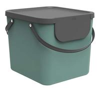 Rotho Albula Waste separation system 40 L for the kitchen, Plastic (PP) BPA Dark Green/Anthracite, 40 L (40.0 x 35.8 x 34.0 cm)